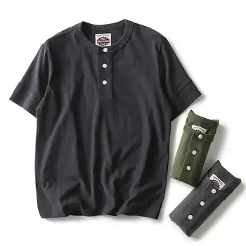 Мужская летняя модная футболка с коротким рукавом, японская стильная однотонная простая повседневная свободная рубашка поло, хлопковый пуловер премиум-класса, верхняя футболка