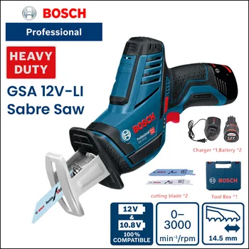 Bosch Gsa 12V-Li Аккумуляторная сабельная электрическая пила с возвратно-поступательным движением, профессиональный электроинструмент по дереву и металлу на 2 батарейки