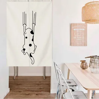 Забавный кот, дверная занавеска в японском стиле, современное минималистское искусство, подвесные шторы, Входная перегородка, постельное белье для спальни, Декор кухни и крыльца.