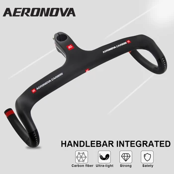 Новый Интегрированный Карбоновый Дорожный Руль AERONOVA и Стержень для Скоростного Гоночного велосипеда диаметром 28,6 мм, Внутренняя Направляющая Для велосипеда Aero Handlebar