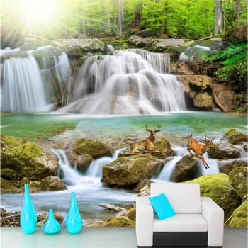 лесной водопад бэйбехан ручей пейзаж водопад природный водопад фон для телевизора на заказ большая фреска зеленые обои