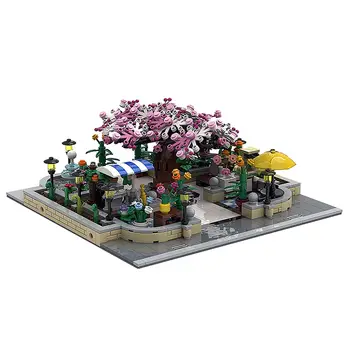 Модульный Ботанический парк с Деревом Сакура, Цветочный Магазин 1399 шт. MOC Build