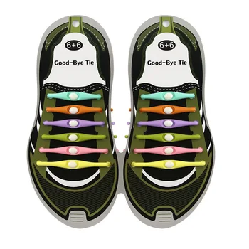 12 Шт Силиконовые шнурки Эластичные шнурки для обуви без галстука Спортивные соревнования Резиновые шнурки для кроссовок Аксессуары для ленивых кружев