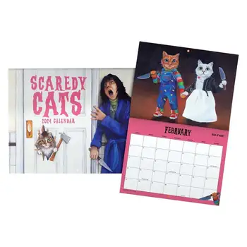 Календарь кошки на 12 месяцев, Креативный настенный ежемесячный календарь Scaredy Cat для планирования, организации и ежедневника
