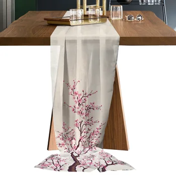 Японский стиль, тюль Сакура, шифоновая настольная дорожка, свадебное украшение, настольная дорожка, Украшение Рождественского обеденного стола