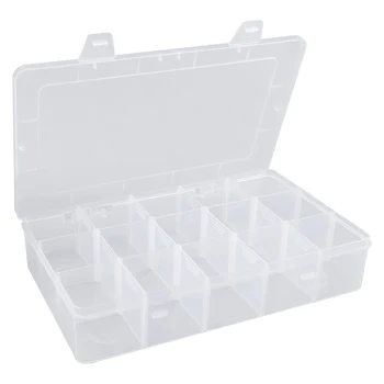 1шт 15 Поясков прозрачной большой пластиковой коробки-органайзера с разделителями из бисера для хранения шкатулок для ювелирных изделий