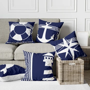 Домашний декор синий морской принт с логотипом, наволочка из мягкого полиэстера, наволочка для спальни, чехол для автомобиля almohada