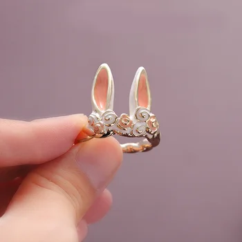 Корейские открытые кольца с милым кроликом для женщин, детей, милое модное кольцо с кроликом, украшения для свадебной вечеринки, подарки для девочек, Anillo