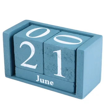 Настольный деревянный календарь Винтажный календарь Настольный деревянный блок Отображение месяца и даты