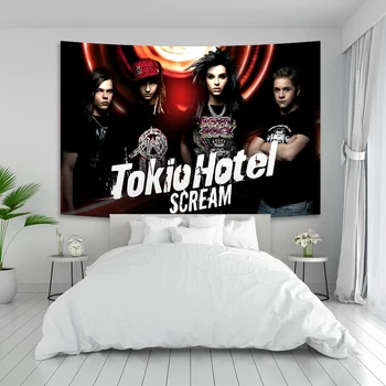 Плакат немецкой рок-группы, висящий на стене, гобелены, постельное белье Tokio Hotel, богемная ткань для фона в стиле хип-хоп, украшения для дома
