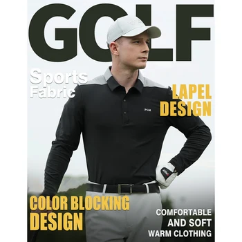 PGM Дышащая одежда для гольфа, мужская футболка с длинными рукавами, осенне-зимние виды спорта для отдыха, персонализированные лацканы, мужская одежда YF651 골프웨어