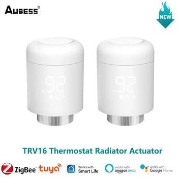 Aubess ZigBee TRV16 Клапан Умный термостат Привод радиатора Программируемый регулятор температуры для Tuya Alexa Google Home