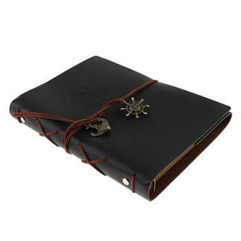 Кожаный ноутбук Портативный Блокнот с отрывными листами для путешествий Черный