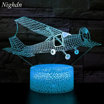 3D самолет, ночник, лампы для оптических иллюзий, 7 ламп, меняющих цвет, светодиодная настольная лампа, Рождественский подарок на День рождения