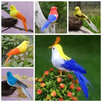 Многоцветная модель птицы из искусственного пера, Креативное Ремесло, Аксессуары для вечеринок, Имитация Попугая, Свадебная пена, Искусственная птица, Универсальная