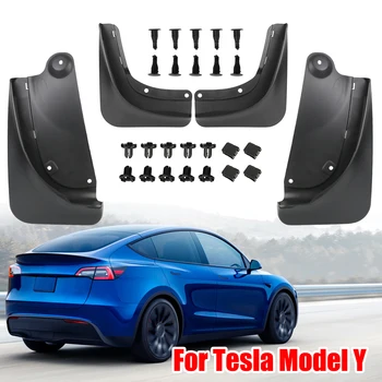 Для Tesla Модель Y 4 шт./компл. Брызговики Крыло Модифицированные Брызговики Tesla Протектор Заднего Крыла Большой Брызговик Автомобильные Брызговики
