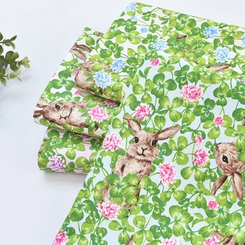Японская винтажная ткань в стиле ретро зеленый кролик хлопчатобумажная ткань для Сумки DIY 1 заказ = 50см *110см