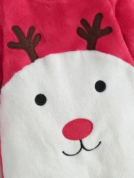 Рождественский Комбинезон с Длинными рукавами и Штанами для Новорожденных с Милым Принтом Санта-Клауса для Малышей - Праздничная Одежда