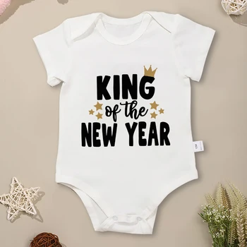 2024 Новогоднее боди для мальчика с принтом King в стиле Харадзюку, одежда для новорожденных из чистого хлопка, пижамы, прямая поставка, дешевая бесплатная доставка
