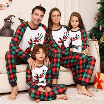 2024, Одинаковые Рождественские пижамы, Комплект семейной одежды с классическим принтом Лося, Взрослые Дети, папа, Мать, Рождественские пижамы, Пижамная одежда