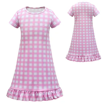 Детское розовое клетчатое платье для косплея из фильма 