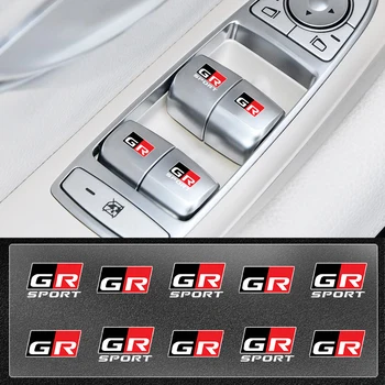 Кнопка подъема оконного стекла автомобиля Наклейка на Рулевое Колесо Для Toyota GR Sport Gazoo Racing RAV4 C-HR Avensis Prado Auto Styling