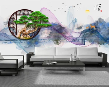 beibehang Заказал новые китайские абстрактные обои для домашнего декора, добро пожаловать, сосновое окно, пейзажная живопись, фоновые обои