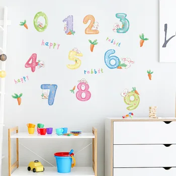 Съемные наклейки на стену с мультяшными цифрами для детской комнаты Декор детской комнаты Домашнее Украшение Наклейки на стены Анималистические фрески