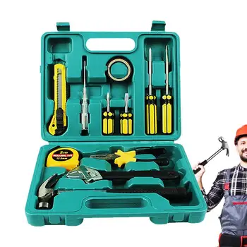 12 Шт. Полный набор инструментов Home Toolbox Набор инструментов для ремонта автомобилей с молотком Плоскогубцы Наборы механических рабочих инструментов для Разнорабочего