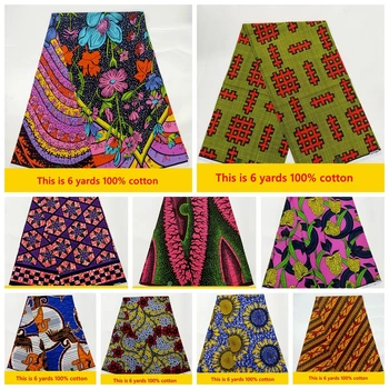 Новая Восковая Ткань Pagne Africain Coton Швейная Ткань Высокого Качества С Африканским Принтом Восковая Ткань 100% Хлопок Анкара Ткань Для Платья 6 ярдов