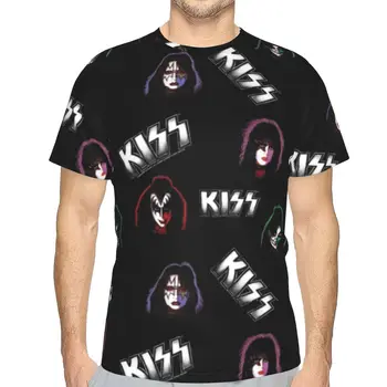 Футболка Kiss Band, модная летняя футболка из полиэстера с коротким рукавом, футболка с рисунком, мужская футболка оверсайз