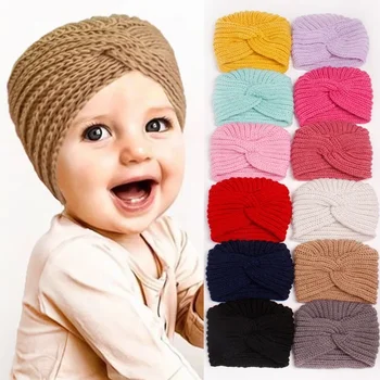 Новая вязаная детская осенне-зимняя шапка, теплая детская шерстяная шапка ярких цветов для маленьких девочек