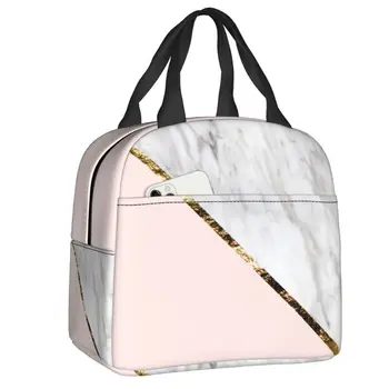 Мраморный румянец, Геоизолированная сумка для ланча для женщин, Герметичный термоохладитель, коробка для Бенто для детей, школьников