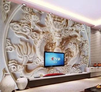 Обои на заказ beibehang Рельеф Китайского Дракона Фон для телевизора Мебель для дома Гостиная Спальня 3D обои papel de parede