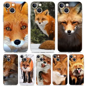 Роскошный Прозрачный Чехол Для Телефона iPhone 15 14 13 12 11 Pro Max XS X XR 7 8 Plus Мягкий Прозрачный Противоударный Чехол Cute Red Fox Gift