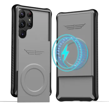 для Samsung Galaxy S24 Ultra Чехол с крышкой для камеры Встроенная Защита камеры от Скольжения Ударопрочный с Магнитной Крышкой Для зарядки