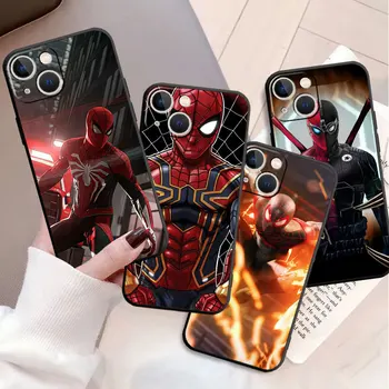 Чехол для телефона iPhone 15 14Plus SE 2020 13 12Mini 11 Pro X XS XR Max 7 8 Черный Силиконовый Чехол Funda The Amazing Spider-Man 3
