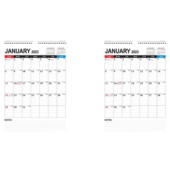 2X Calendar - ежемесячный настенный календарь-планировщик с января 2023 по июнь 2024 года, 12 X 17 дюймов, двухпроводной переплет, разделенное пространство