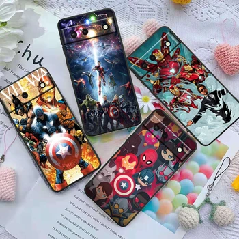 Чехол для телефона Avengers Super Heroes Marvel Для Google Pixel 8Pro 8 7A 7 Pro 6 Pro 6A 5A 5 4 4A XL 5G Черный Мягкий Чехол