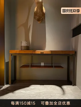 Индивидуальное итальянское минималистское крыльцо из орехового дерева, дизайнерский вход с местом для хранения вещей и декоративным столом, легкая роскошная итальянская мебель