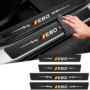 Автомобильные наклейки для BMW E60 с эмблемой 5 серии, защита порога от царапин, аксессуары для укладки из углеродного волокна