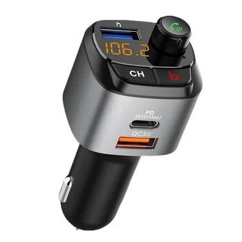 Автомобильное музыкальное зарядное устройство C68 Bluetooth - быстрая зарядка PD/QC3.0, Громкая связь, Усиление низких частот одним щелчком мыши, FM-передатчик, Автомобильный MP3