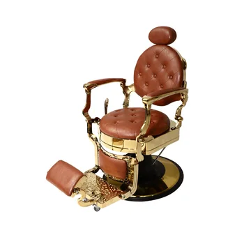Золотое Оранжевое Торговое оборудование под старину для парикмахерского салона, Роскошное парикмахерское кресло