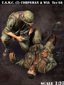 Набор для сборки солдата из смолы в масштабе 1/35, раненые солдаты США во время войны во Вьетнаме и солдаты-спасатели в разобранном виде, неокрашенная диорама