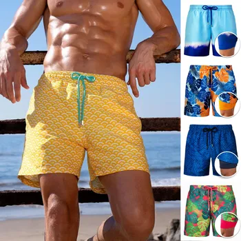 Мужские шорты для бега 2 в 1, для занятий в тренажерном зале, для фитнеса, Быстросохнущие пляжные короткие брюки, мужские летние спортивные тренировочные штаны, одежда 2021