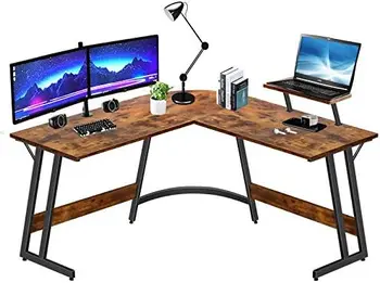 Компьютерный стол угловой офисный L-образный Письменный стол для небольшого пространства, домашний кабинет для студентов, спальня, письменный стол, 51 дюйм с монитором