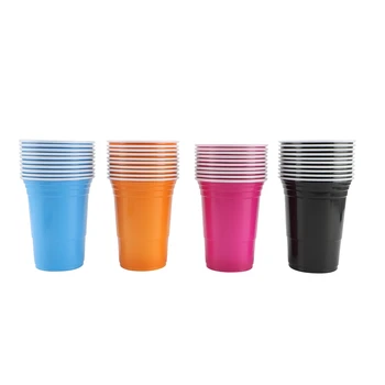 Одноразовый пластиковый стаканчик, чашка для свадьбы, дня рождения, 16 унций, 4 вида цветных пластиковых стаканчиков с утолщением