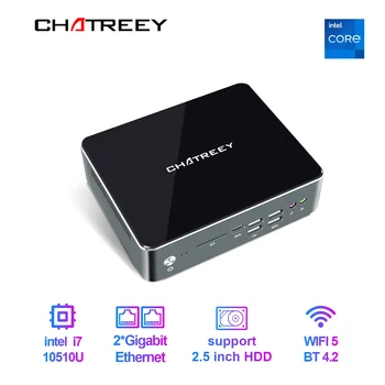 Chatreey mini pc i7 10510U i5 10210U Nvme SSD Windows 11 игровой настольный компьютер 2xGigabit Ethernet