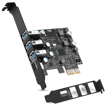 Плата расширения PCI-E к USB 3.0 Type C + 3 Type A - интерфейс USB 3.0 4-портовая экспресс-карта Desktop Поддерживает UASP