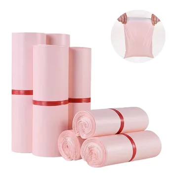 100 шт./лот, розовая курьерская сумка, экспресс-конверт, сумки для хранения, почтовые пакеты, самоклеящийся полиэтиленовый пакет с полиэтиленовым покрытием, упаковка